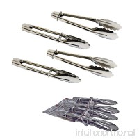 Set of 4 Stainless Steel Mini Clam Shell Food Service Tongs with Sliding Rings 7 Size - B00JQ1FP90